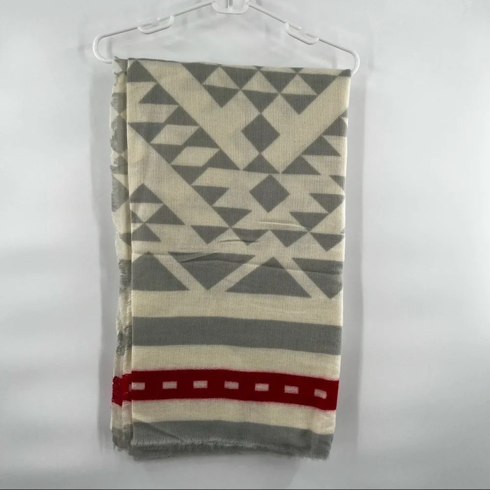 Le Luxe striped scarf acrylic cream black red